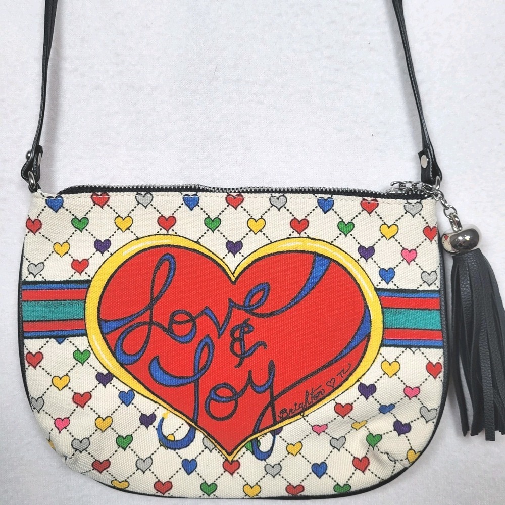 Brighton Love And‎ Joy Canvas Crossbody Multicolor Tassel Purse